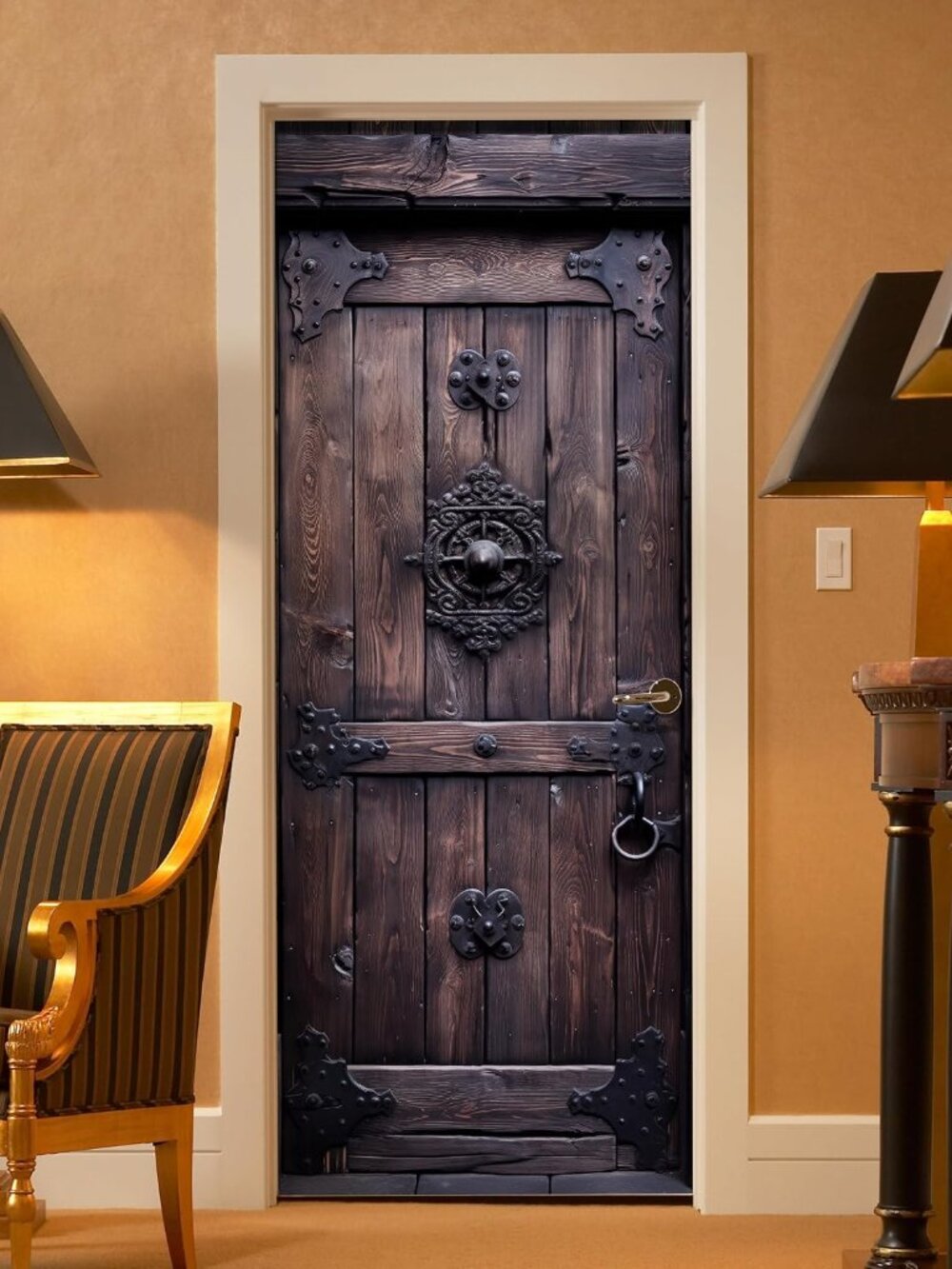 Door Mural Decal - Door Sticker Peel and Stick, Removable Self-Adhesive Wooden D